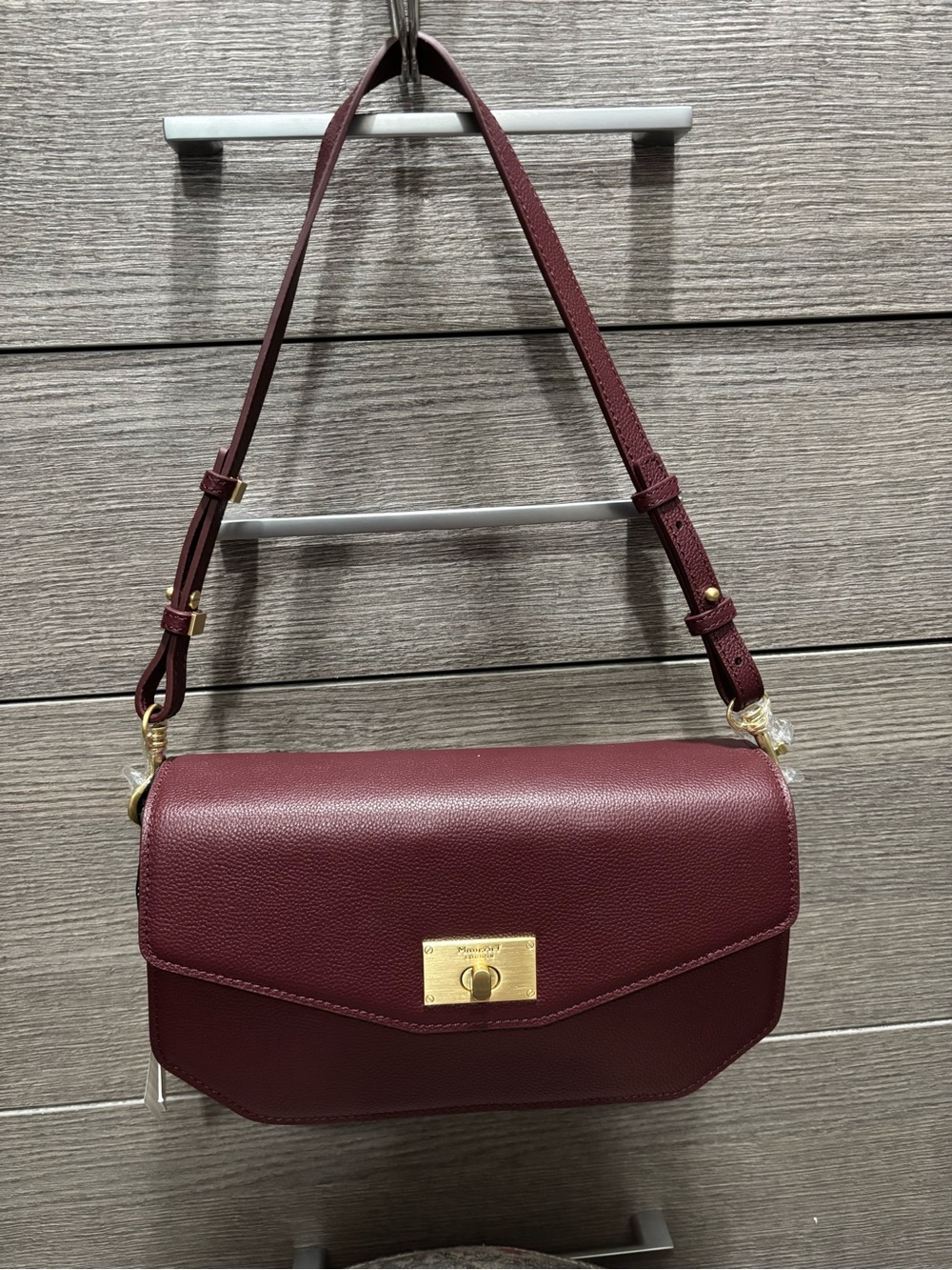 NWT Moncrief London Burgundy Italian Leather Taylor Shoulder Bag - Picture 1 of 8